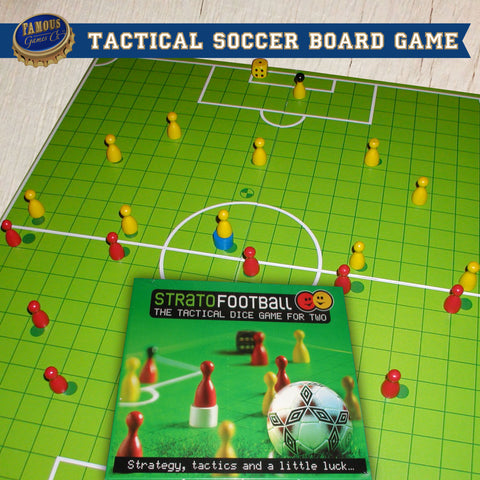 StratoFootball; a chess-like tactical soccer board game designed by Walter Müller of Spielwerkstatt - Game In Play