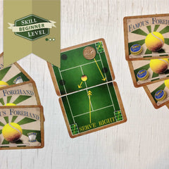 Easy two player tennis card game, Famous Forehand (photo: game in play)