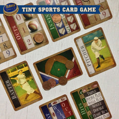 Tiny two player baseball card game, Famous Fastballs by Famous Games Co. (photo: game in play)